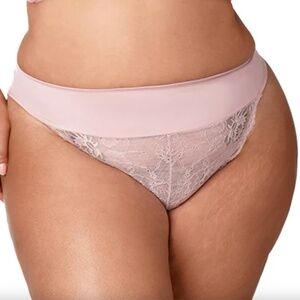 NEW Elila Stretch Sheer Lace Tanga Flirty Cheeky Panty 3903 Dusty Rose (Pink)
